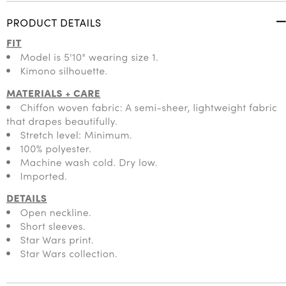 Torrid Star Wars Queen Amidala Chiffon Kimono, size 2. New and never worn! - Picture 8 of 8